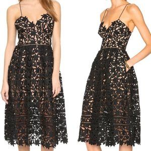 Self-Portrait Azalea Black Lace Midi Dress Size 0